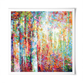 Colourful Abstract Birch Trees Square Art Print Colourful Abstract Birch Trees Square Art Print wall art product Leon Devenice
