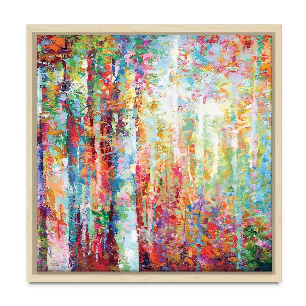 Colourful Abstract Birch Trees Square Canvas Print Colourful Abstract Birch Trees Square Canvas Print wall art product Leon Devenice