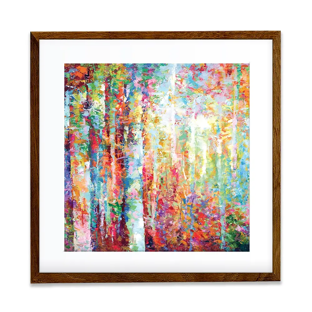 Colourful Abstract Birch Trees Square Framed Art Print Colourful Abstract Birch Trees Square Framed Art Print wall art product Leon Devenice
