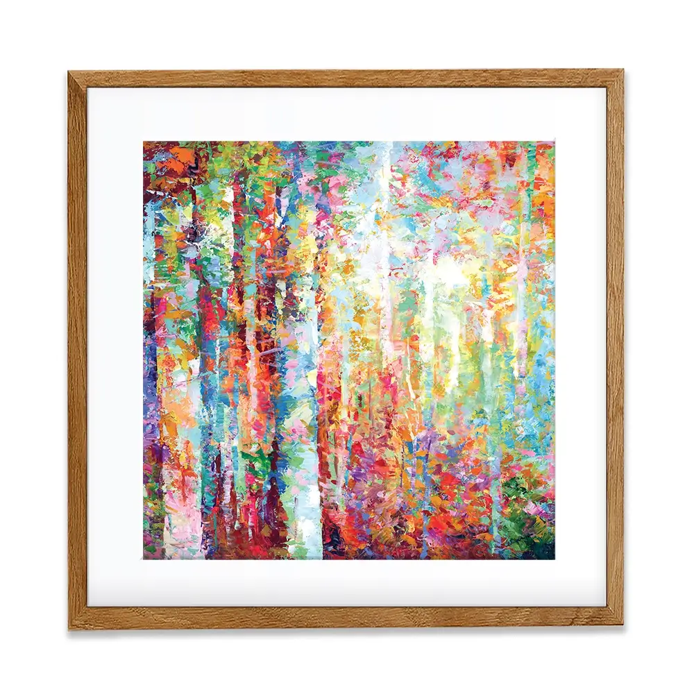 Colourful Abstract Birch Trees Square Framed Art Print Colourful Abstract Birch Trees Square Framed Art Print wall art product Leon Devenice
