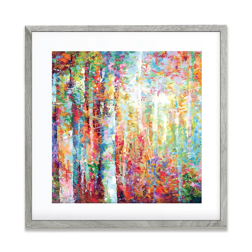 Colourful Abstract Birch Trees Square Framed Art Print Colourful Abstract Birch Trees Square Framed Art Print wall art product Leon Devenice