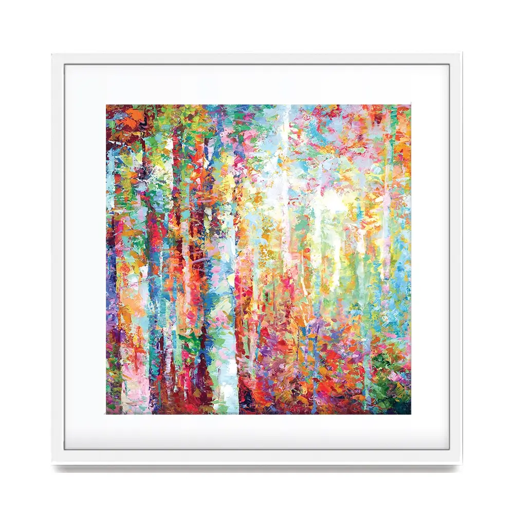 Colourful Abstract Birch Trees Square Framed Art Print Colourful Abstract Birch Trees Square Framed Art Print wall art product Leon Devenice