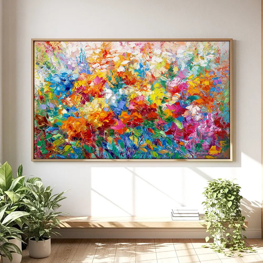 Colourful Abstract Floral Oversized Canvas Print Colourful Abstract Floral Oversized Canvas Print wall art product Leon Devenice