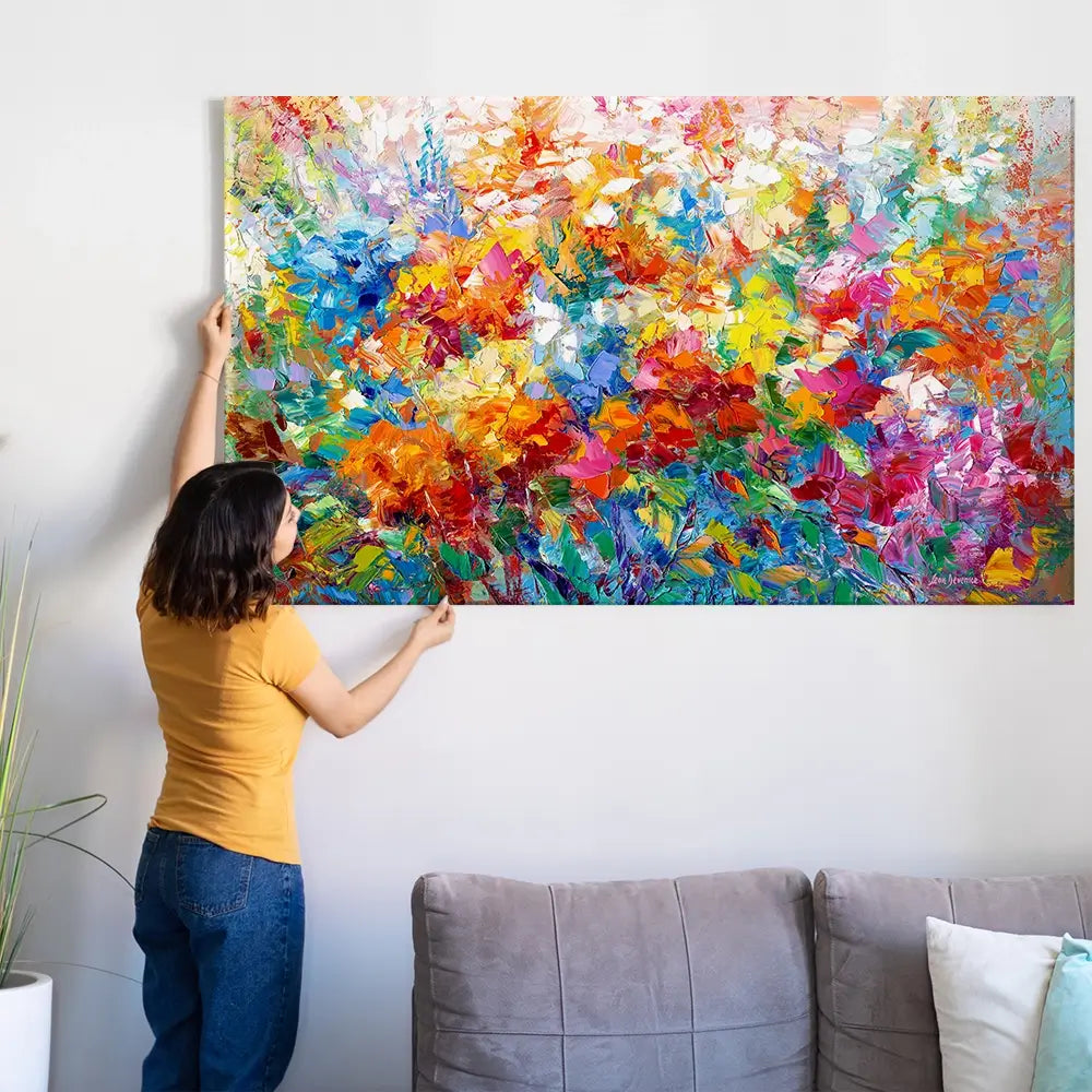 Colourful Abstract Floral Oversized Canvas Print Colourful Abstract Floral Oversized Canvas Print wall art product Leon Devenice
