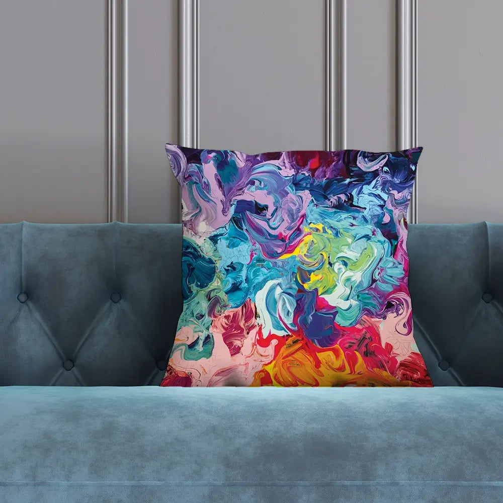Colourful Abstract Oil Painting Cushion Colourful Abstract Oil Painting Cushion wall art product vhpicstock / Shutterstock