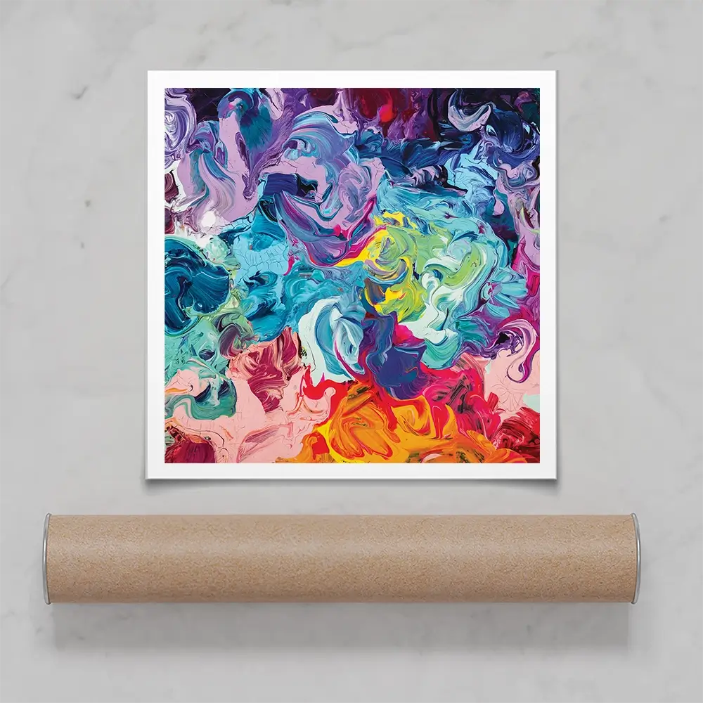 Colourful Abstract Oil Painting Square Art Print Colourful Abstract Oil Painting Square Art Print wall art product Art Print Shop