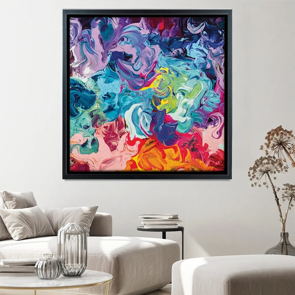 Colourful Abstract Oil Painting Square Canvas Print Colourful Abstract Oil Painting Square Canvas Print wall art product vhpicstock / Shutterstock
