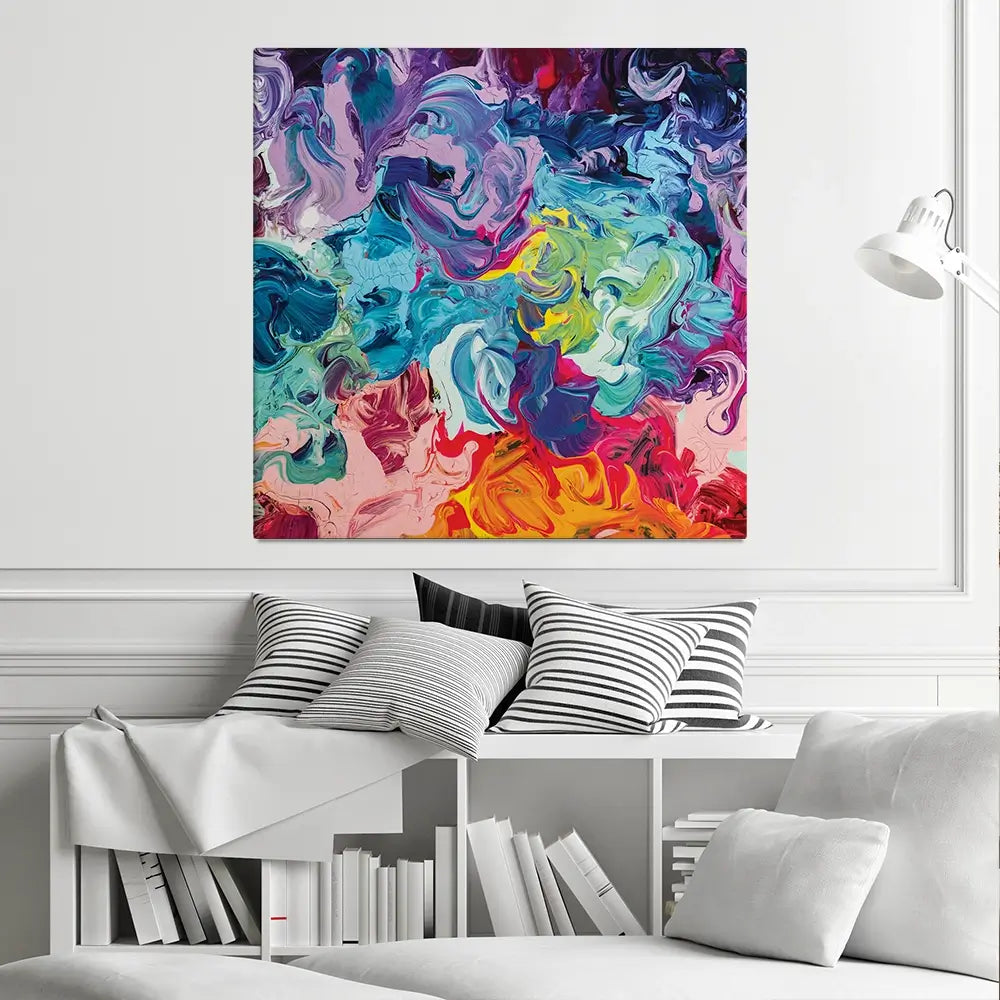 Colourful Abstract Oil Painting Square Canvas Print Colourful Abstract Oil Painting Square Canvas Print wall art product vhpicstock / Shutterstock