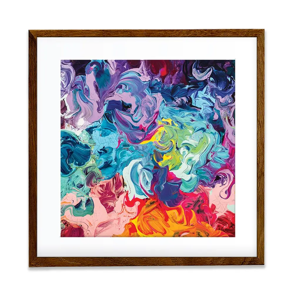Colourful Abstract Oil Painting Square Framed Art Print Colourful Abstract Oil Painting Square Framed Art Print wall art product Art Print Shop