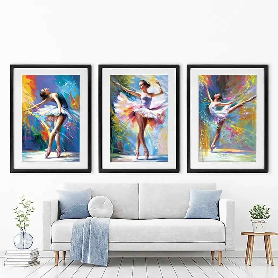 Colourful Ballerinas Framed Art Print Trio Colourful Ballerinas Framed Art Print Trio wall art product Leon Devenice