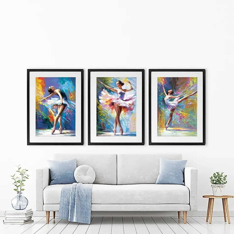 Colourful Ballerinas Framed Art Print Trio Colourful Ballerinas Framed Art Print Trio wall art product Leon Devenice