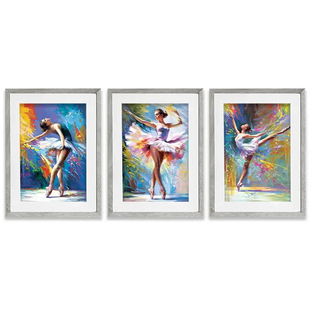 Colourful Ballerinas Framed Art Print Trio Colourful Ballerinas Framed Art Print Trio wall art product Leon Devenice