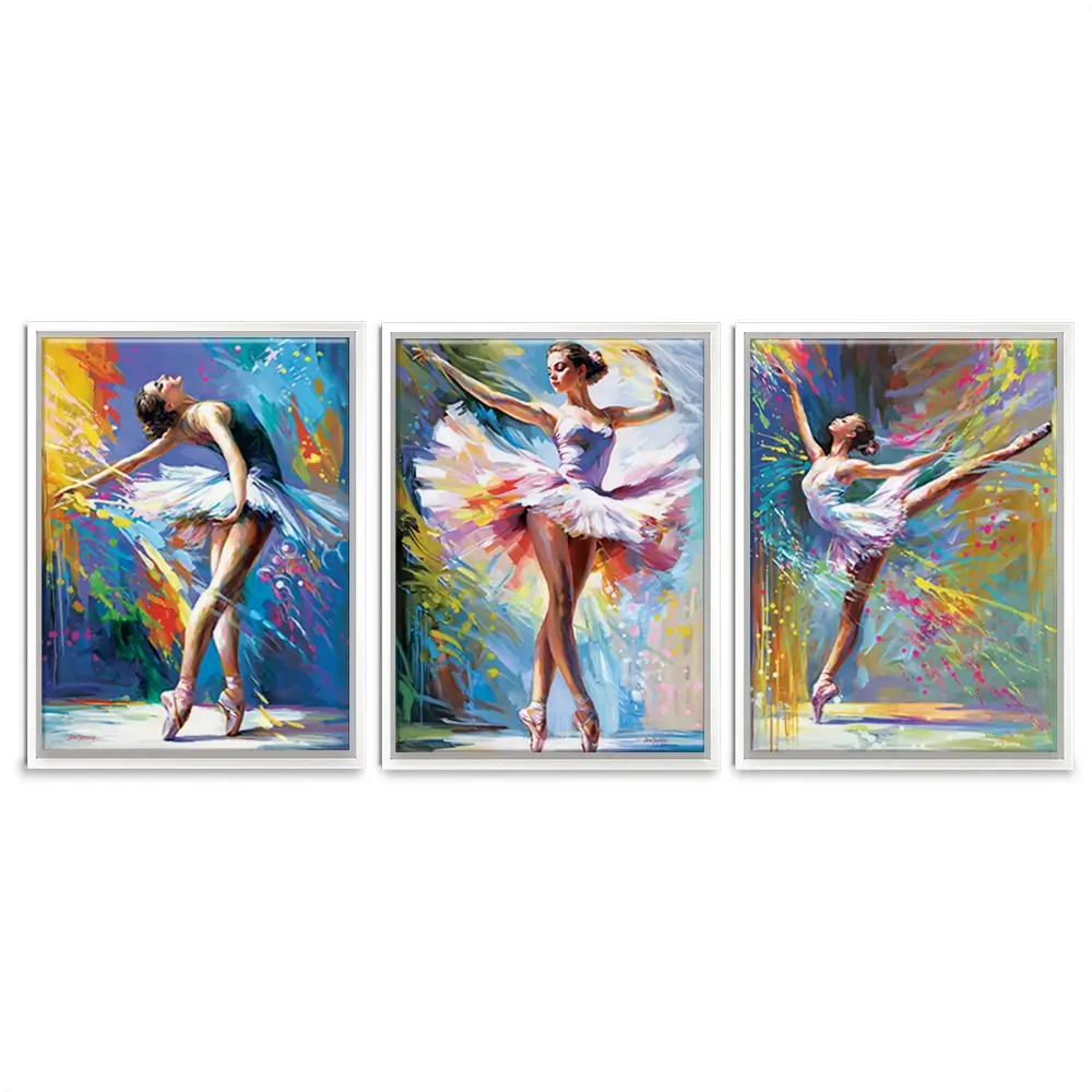 Colourful Ballerinas Trio Canvas Print Colourful Ballerinas Trio Canvas Print | Trio Canvas Art wall art product Leon Devenice