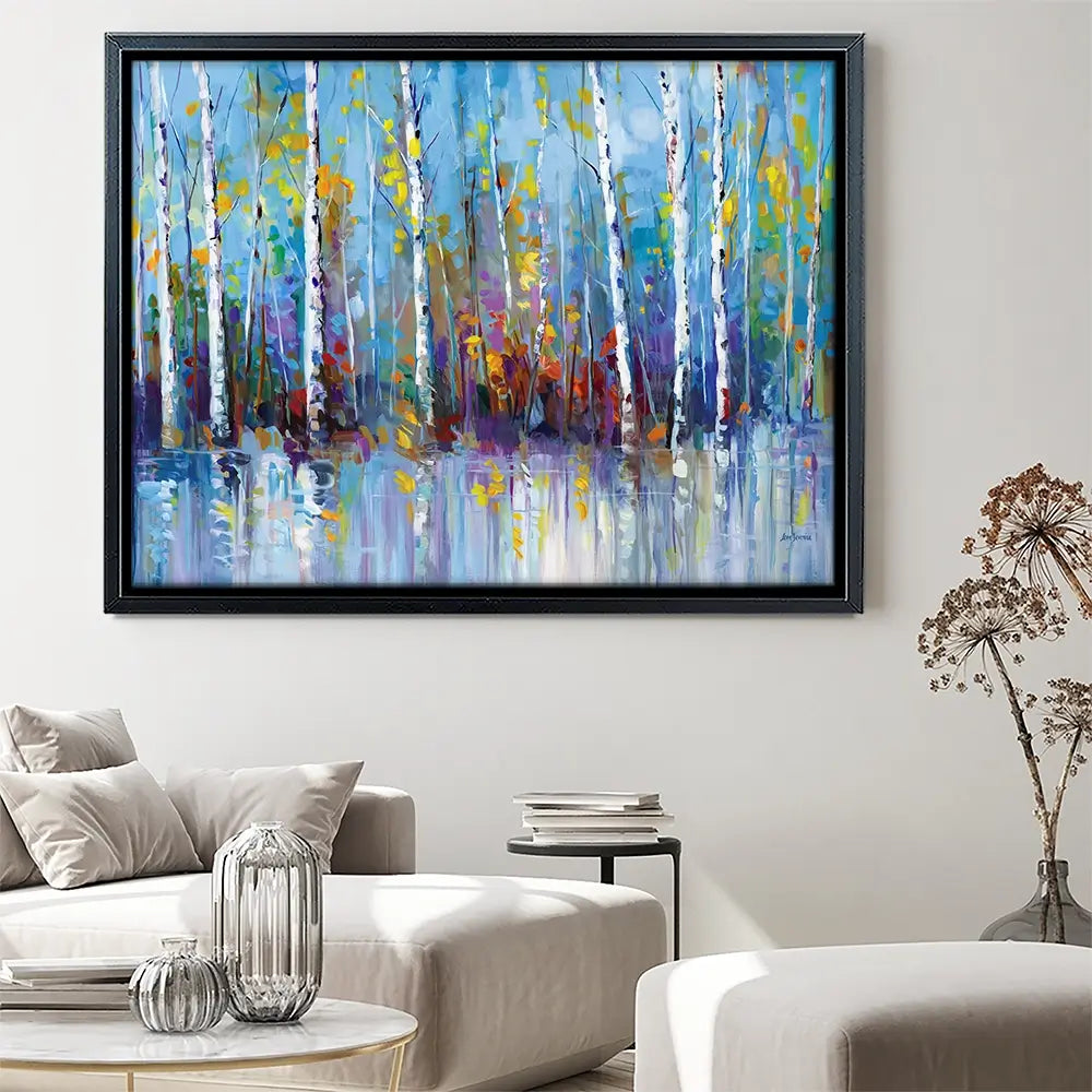 Colourful Birch Trees Canvas Print Colourful Birch Trees Canvas Print wall art product Leon Devenice