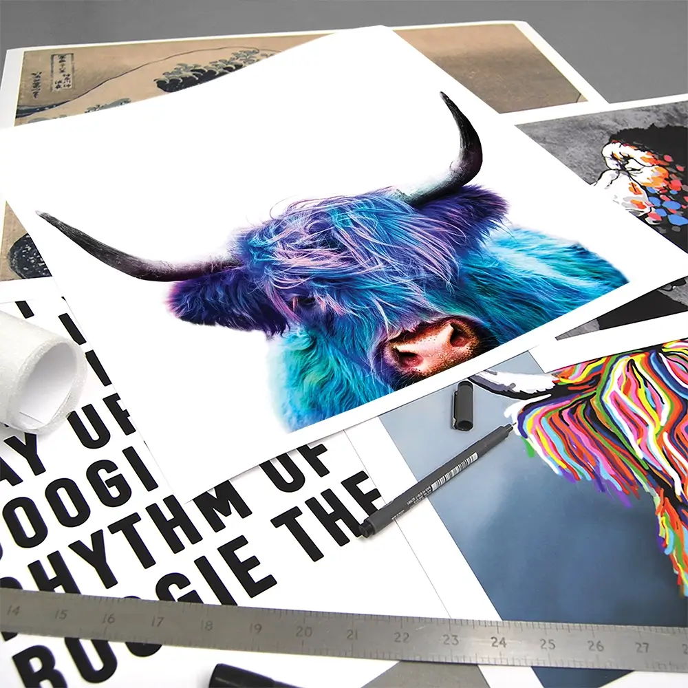 Colourful Blue Highland Cow Square Art Print Colourful Blue Highland Cow Square Art Print wall art product Patricia Chumillas / Shutterstock