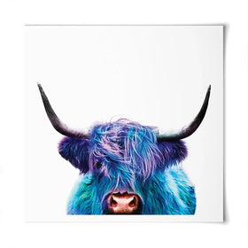 Colourful Blue Highland Cow Square Art Print Colourful Blue Highland Cow Square Art Print wall art product Patricia Chumillas / Shutterstock