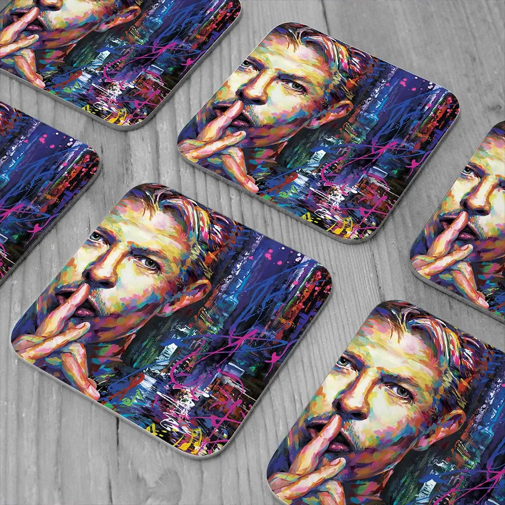 Colourful Bowie Coaster Set Colourful Bowie Coaster Set wall art product Leon Devenice