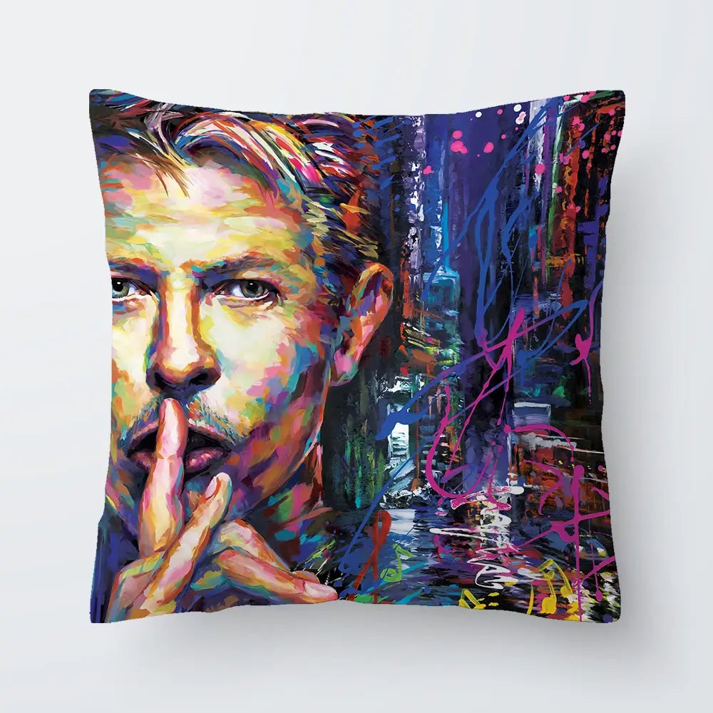Colourful Bowie Cushion Colourful Bowie Cushion wall art product Leon Devenice