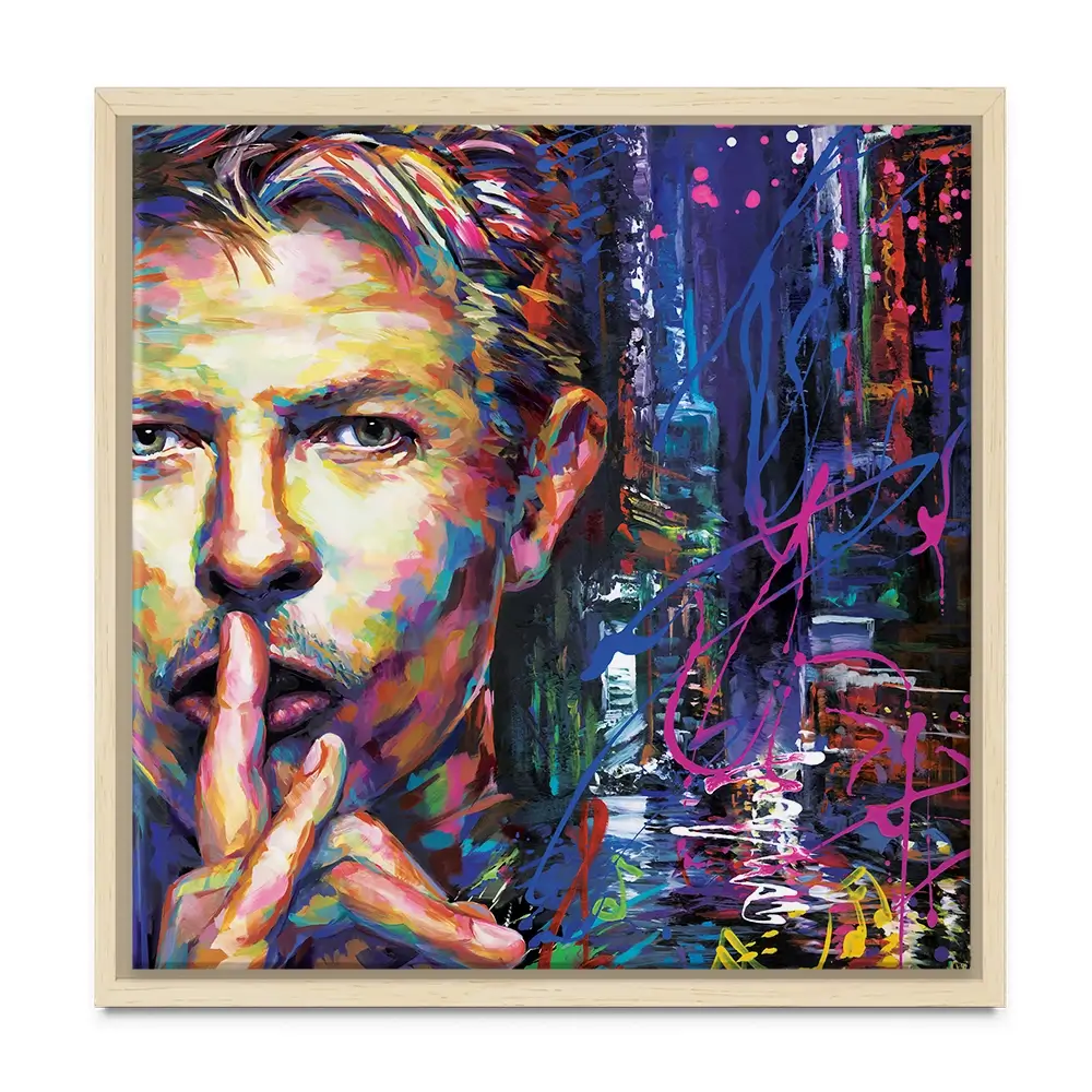 Colourful Bowie Square Canvas Print Colourful Bowie Square Canvas Print wall art product Leon Devenice