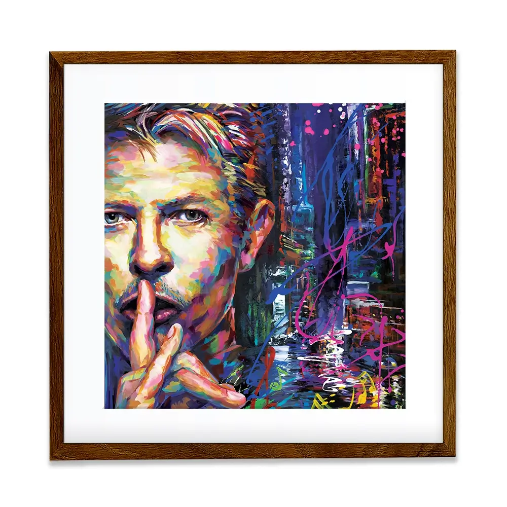 Colourful Bowie Square Framed Art Print Colourful Bowie Square Framed Art Print wall art product Leon Devenice