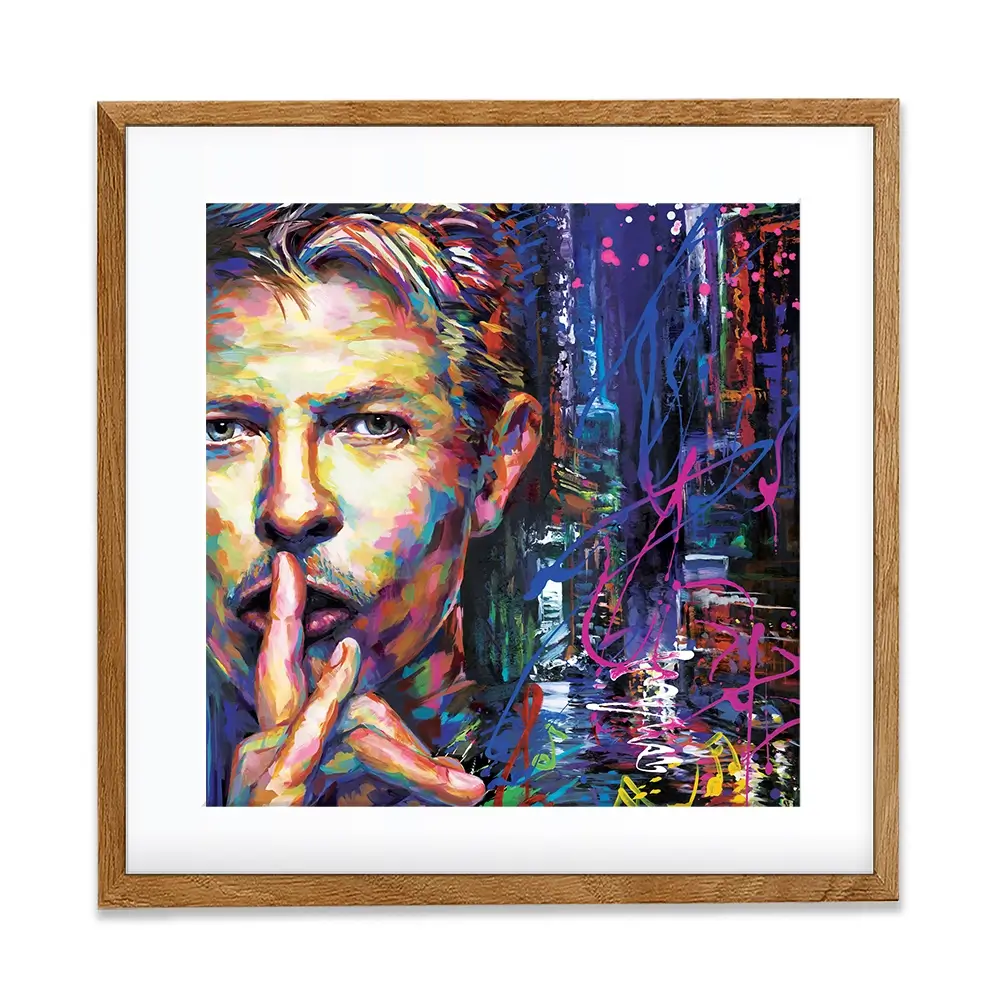 Colourful Bowie Square Framed Art Print Colourful Bowie Square Framed Art Print wall art product Leon Devenice