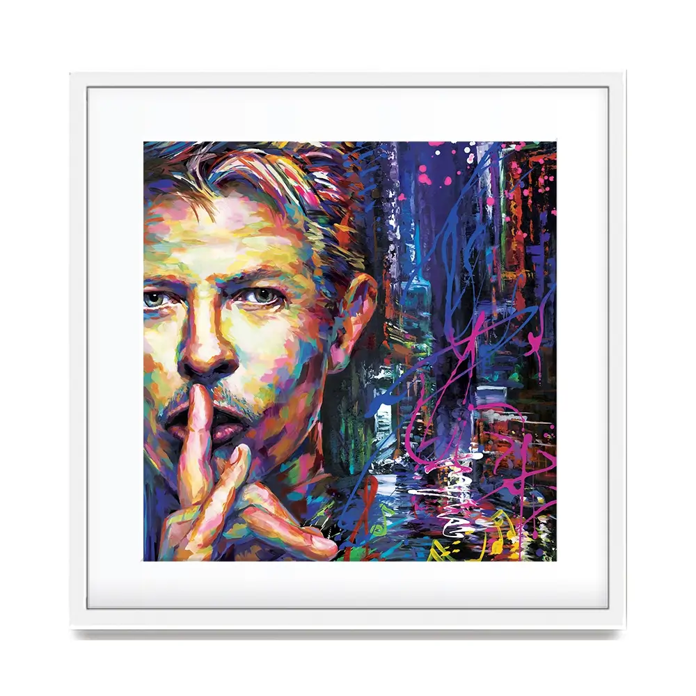 Colourful Bowie Square Framed Art Print Colourful Bowie Square Framed Art Print wall art product Leon Devenice