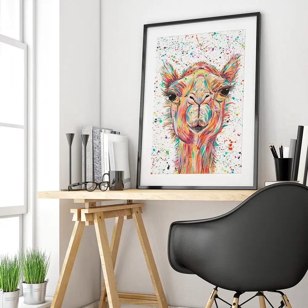 Colourful Camel Framed Art Print Colourful Camel Framed Art Print wall art product Emma LC Art