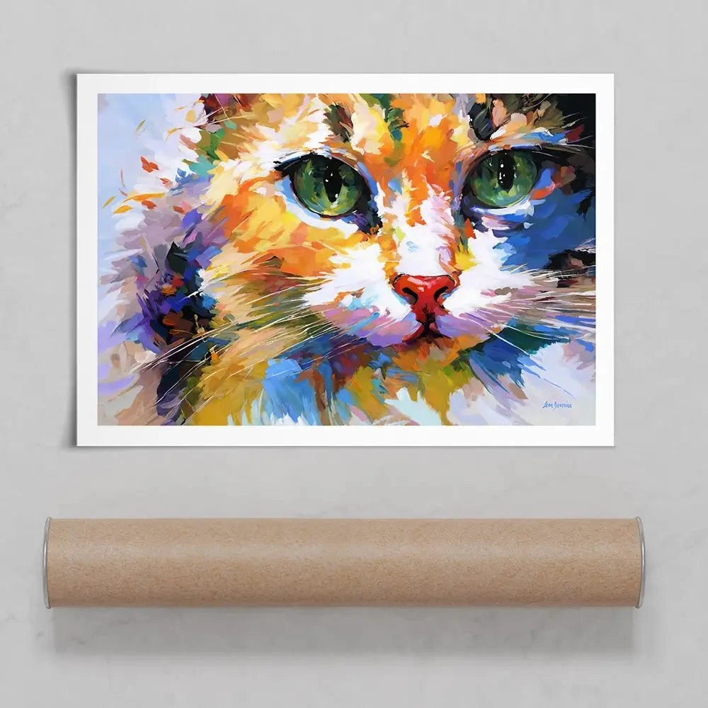 Colourful Cats Gaze Art Print Colourful Cats Gaze Art Print wall art product Leon Devenice