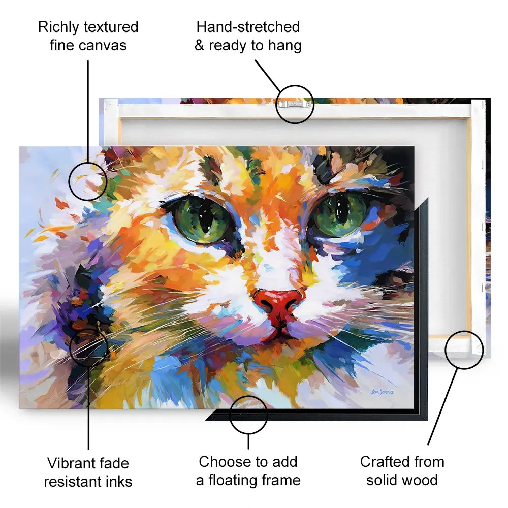Colourful Cats Gaze Canvas Print Colourful Cats Gaze Canvas Print wall art product Leon Devenice