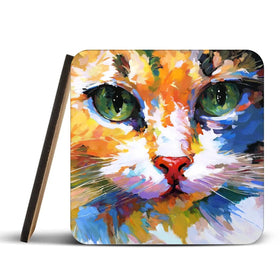 Colourful Cats Gaze Coaster Set Rainbow Soul Tree Coaster Set | Rainbow Soul Tree Art Coasters wall art product Leon Devenice