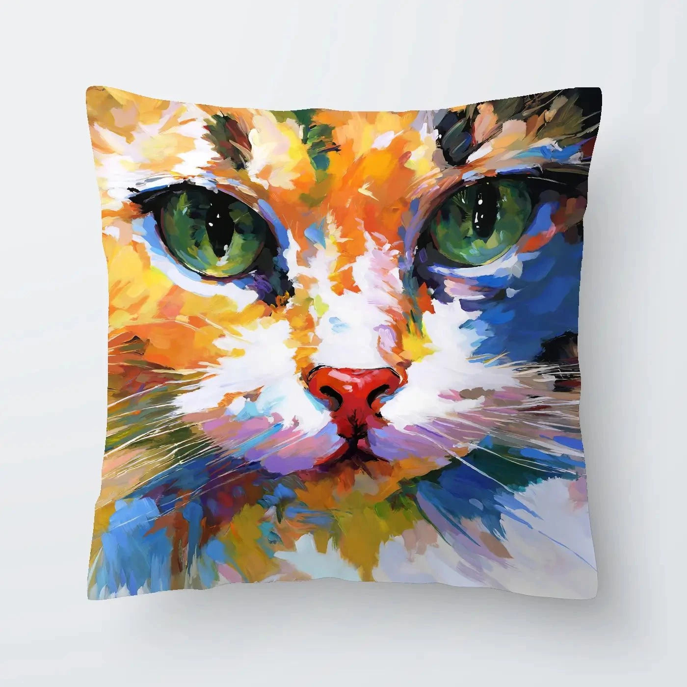 Colourful Cats Gaze Cushion Colourful Cats Gaze Cushion wall art product Leon Devenice