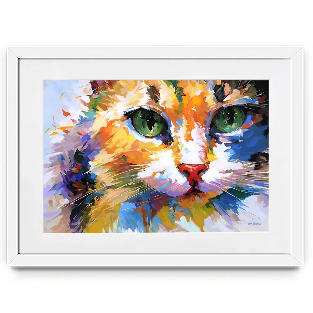 Colourful Cats Gaze Framed Art Print Colourful Cats Gaze Framed Art Print wall art product Leon Devenice