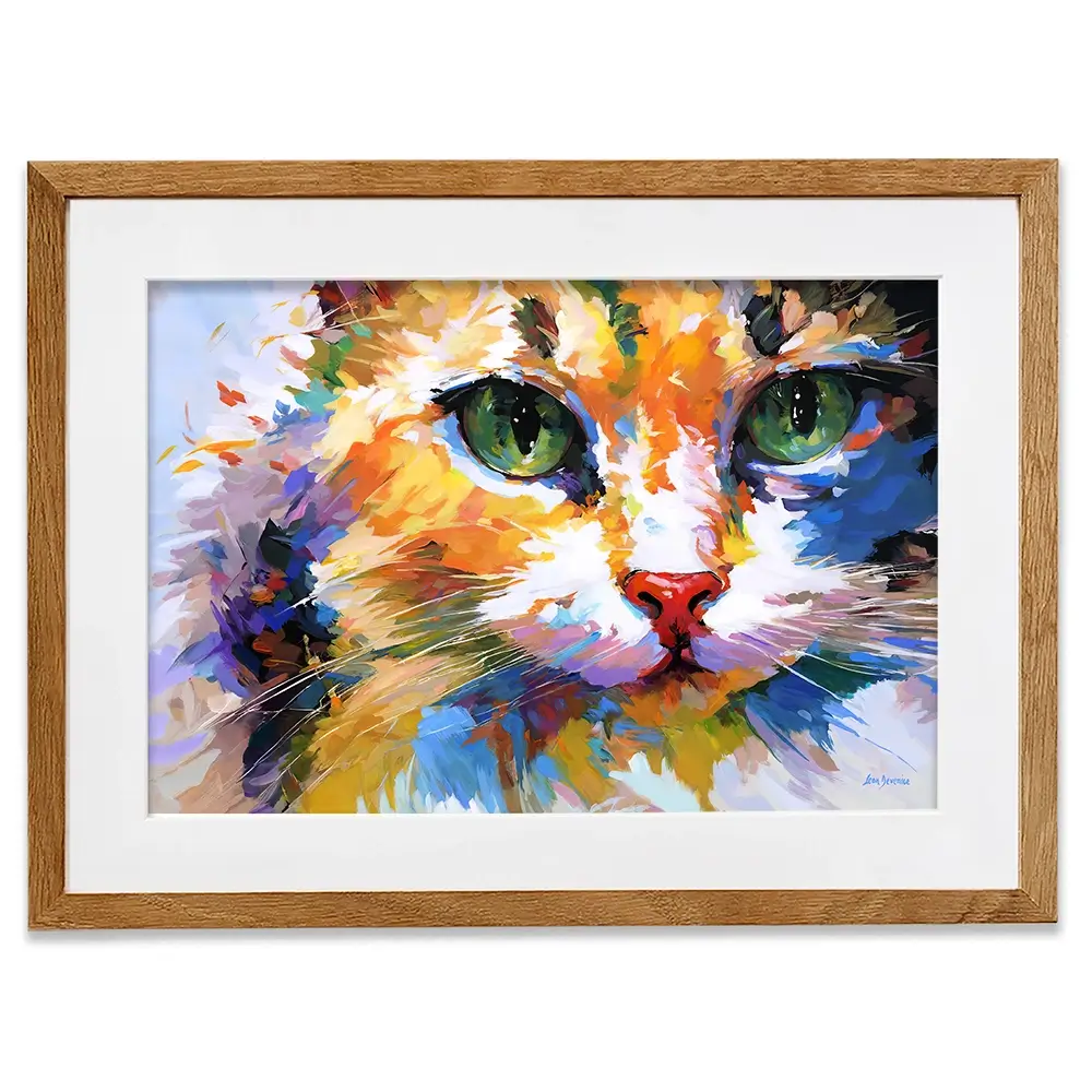 Colourful Cats Gaze Framed Art Print Colourful Cats Gaze Framed Art Print wall art product Leon Devenice