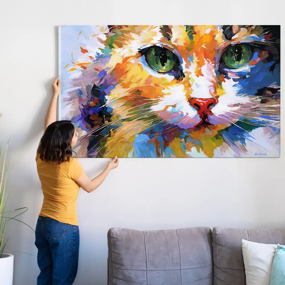 Colourful Cats Gaze Oversized Canvas Print Colourful Cats Gaze Oversized Canvas Print wall art product Leon Devenice