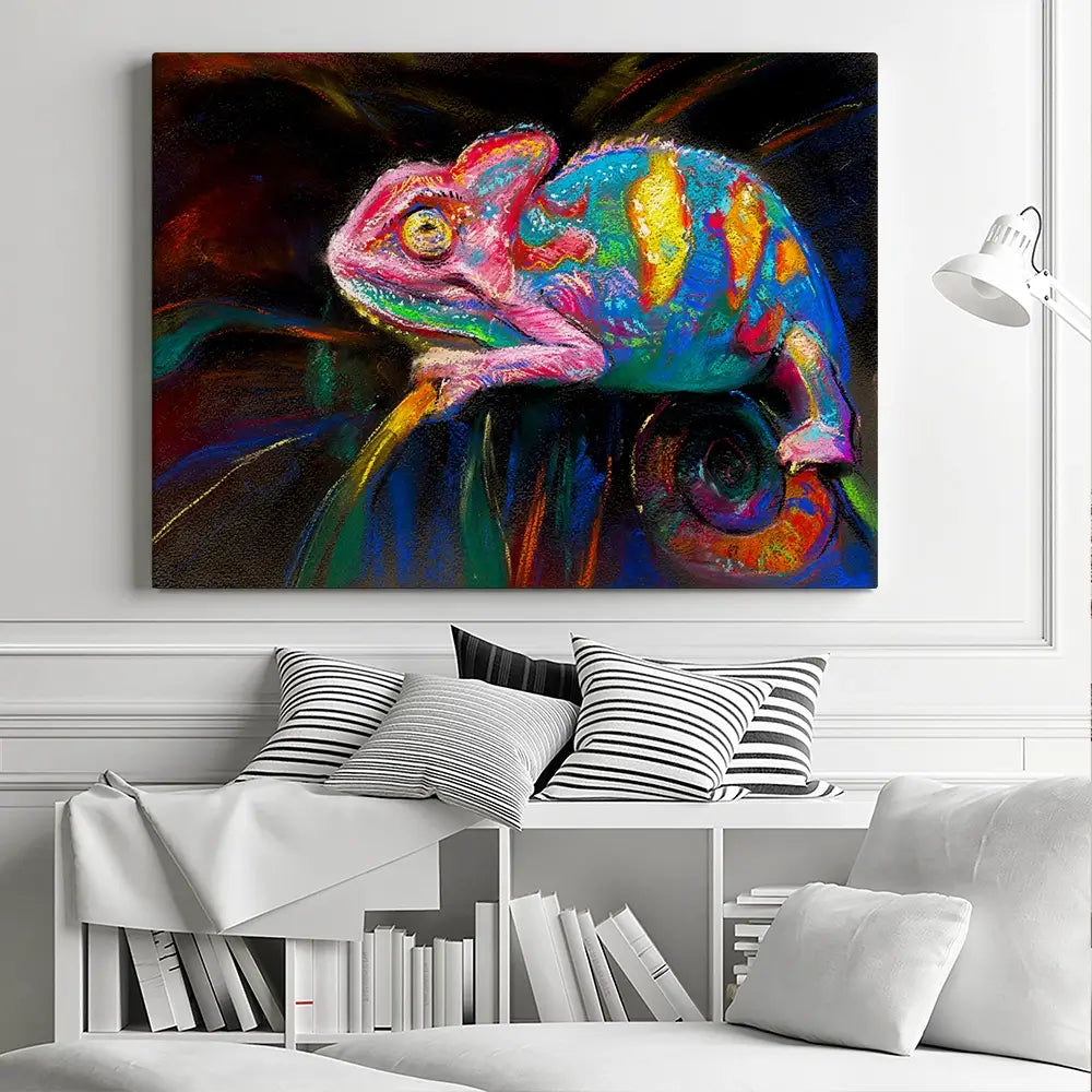 Colourful Chameleon Canvas Print Colourful Chameleon Canvas Print wall art product Art Print Shop