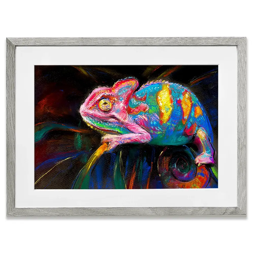 Colourful Chameleon Framed Art Print Colourful Chameleon Framed Art Print wall art product Art Print Shop