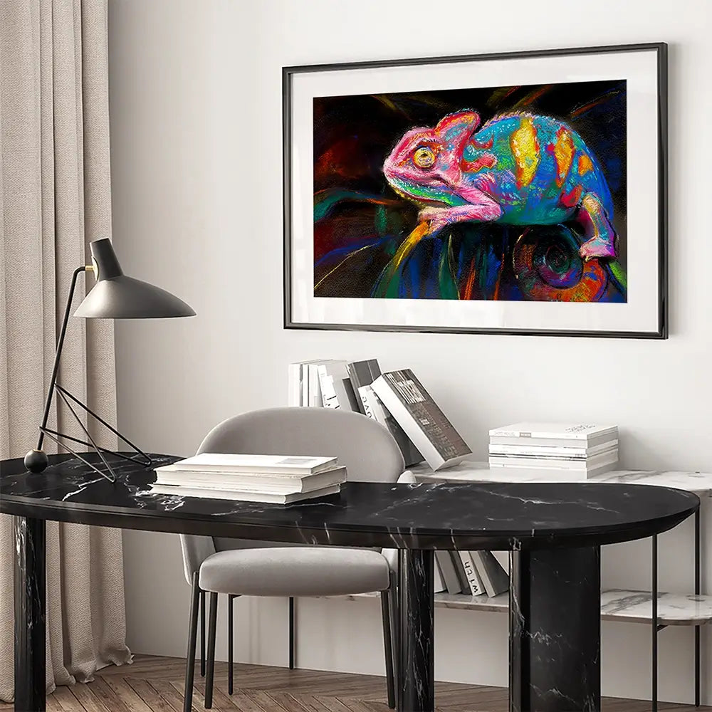 Colourful Chameleon Framed Art Print Colourful Chameleon Framed Art Print wall art product Art Print Shop