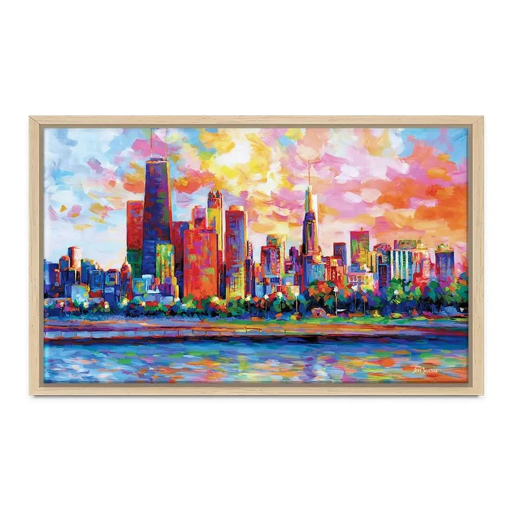 Colourful Chicago Skyline Canvas Print Colourful Chicago Skyline Canvas Print wall art product Leon Devenice