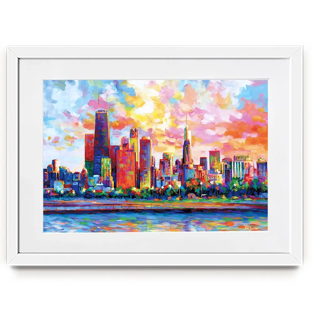 Colourful Chicago Skyline Framed Art Print Colourful Chicago Skyline Framed Art Print wall art product Leon Devenice