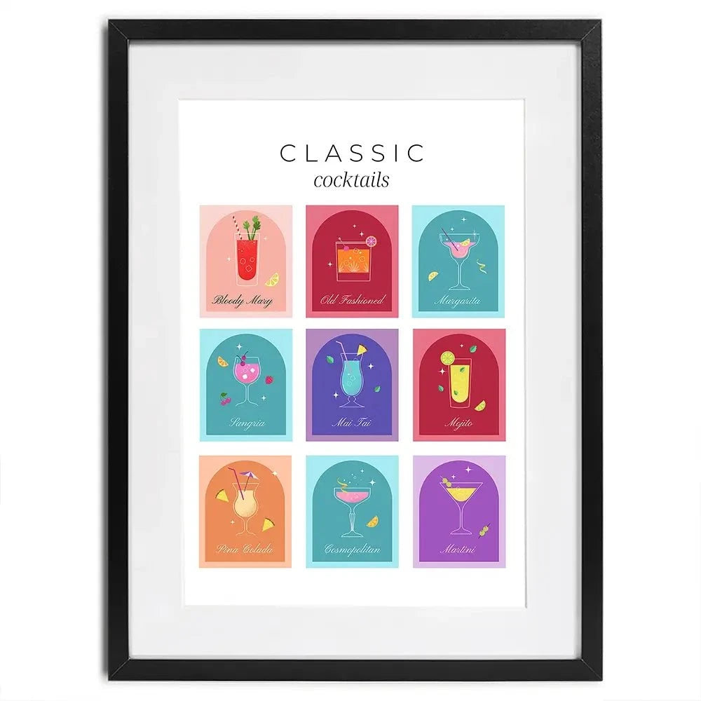 Colourful Classic Cocktails Framed Art Print Colourful Classic Cocktails Framed Art Print wall art product Art Print Shop