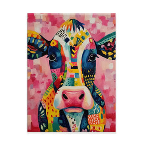 Colourful Cow In Pattern Canvas Print Colourful Cow In Pattern Canvas Print wall art product IAmHomeStudio