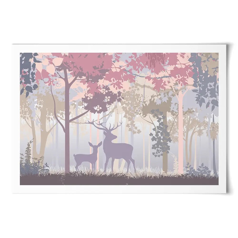Colourful Deer In The Woods Art Print Colourful Deer In The Woods Art Print wall art product Art Print Shop