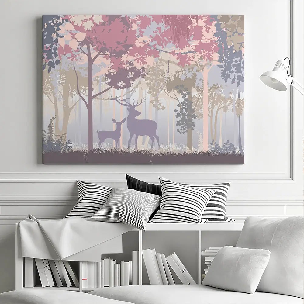 Colourful Deer In The Woods Canvas Print Colourful Deer In The Woods Canvas Print wall art product Art Print Shop