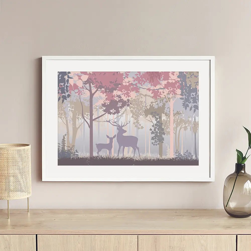 Colourful Deer In The Woods Framed Art Print Colourful Deer In The Woods Framed Art Print wall art product Art Print Shop
