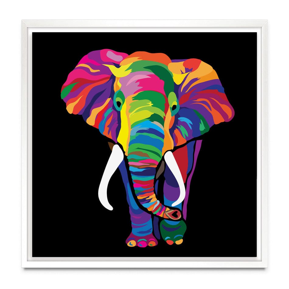 Colourful Elephant Square Canvas Print – Art Print Shop