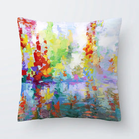 Colourful Forest By The Lake Cushion Colourful Forest By The Lake Cushion wall art product Leon Devenice
