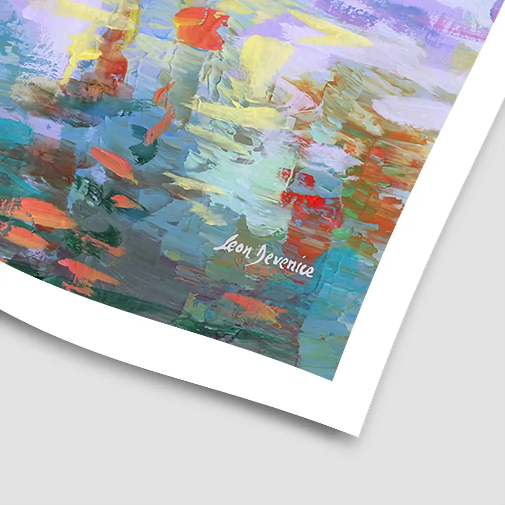 Colourful Forest By The Lake Square Art Print Colourful Forest By The Lake Square Art Print wall art product Leon Devenice