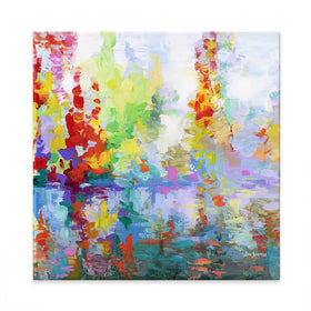 Colourful Forest By The Lake Square Canvas Print Colourful Forest By The Lake Square Canvas Print wall art product Leon Devenice
