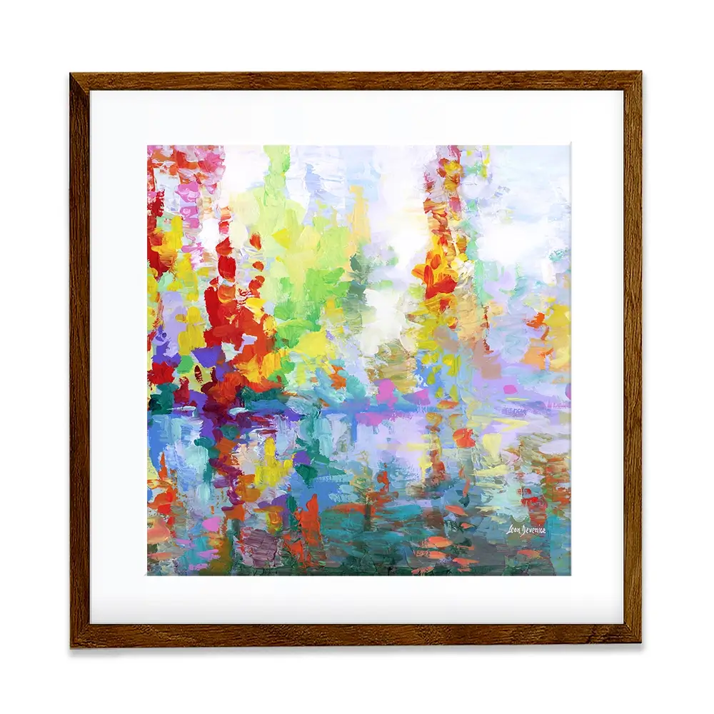 Colourful Forest By The Lake Square Framed Art Print Colourful Forest By The Lake Square Framed Art Print wall art product Leon Devenice