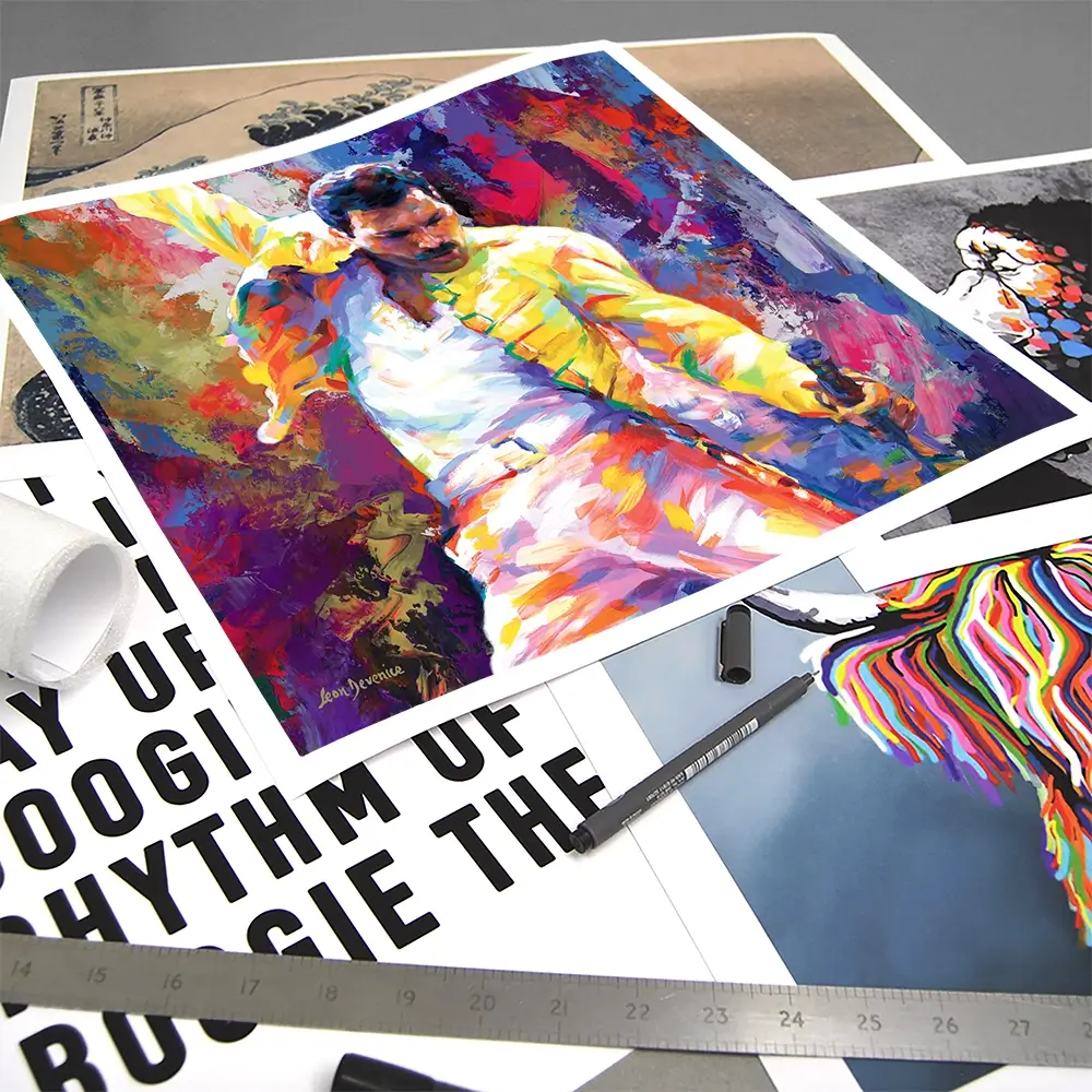 Colourful Freddie Mercury Square Art Print Colourful Freddie Mercury Square Art Print wall art product Leon Devenice